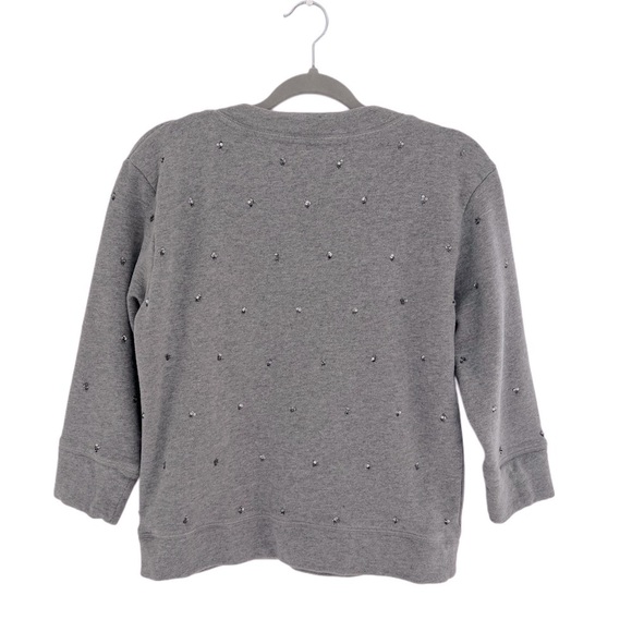 Club Monaco 100% Cotton Gray Crew Neck Sweater Sweatshirt beads sequins Design S - Picture 2 of 10